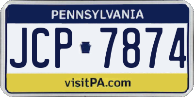 PA license plate JCP7874
