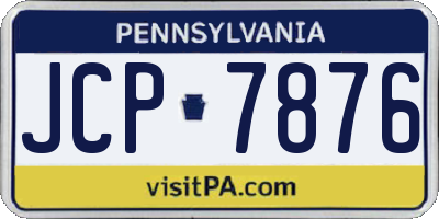 PA license plate JCP7876