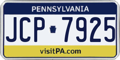 PA license plate JCP7925