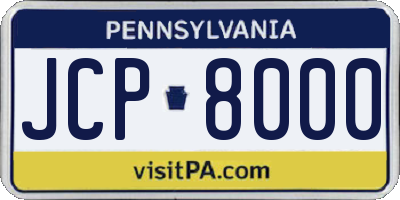 PA license plate JCP8000