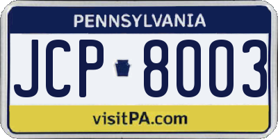 PA license plate JCP8003