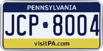 PA license plate JCP8004