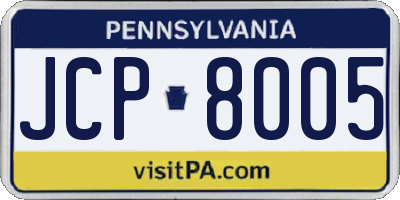 PA license plate JCP8005