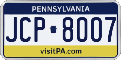 PA license plate JCP8007
