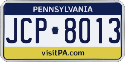 PA license plate JCP8013