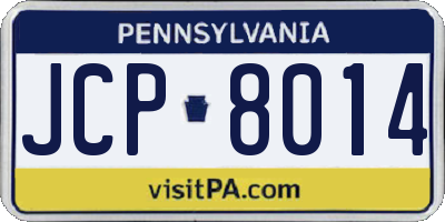 PA license plate JCP8014