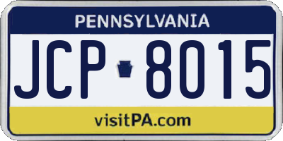 PA license plate JCP8015