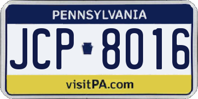 PA license plate JCP8016