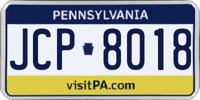 PA license plate JCP8018