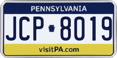 PA license plate JCP8019