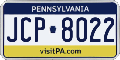 PA license plate JCP8022