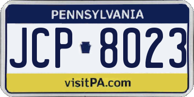 PA license plate JCP8023