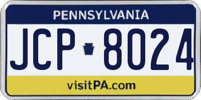 PA license plate JCP8024