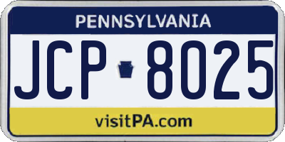 PA license plate JCP8025