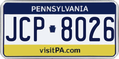 PA license plate JCP8026