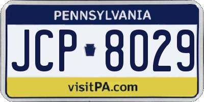 PA license plate JCP8029