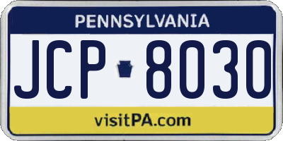 PA license plate JCP8030