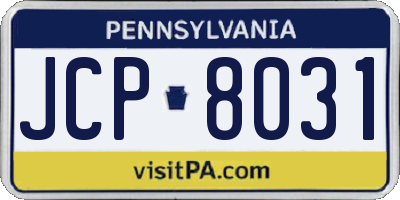PA license plate JCP8031