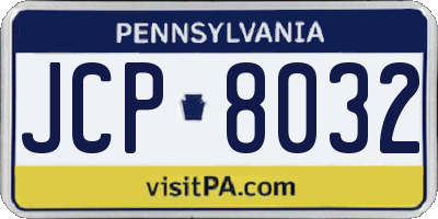 PA license plate JCP8032