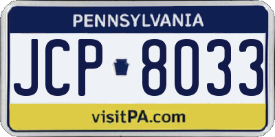 PA license plate JCP8033