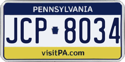 PA license plate JCP8034