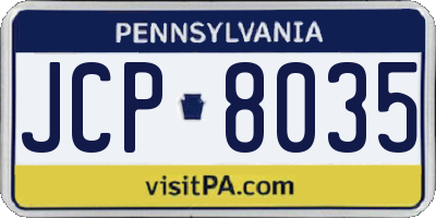 PA license plate JCP8035