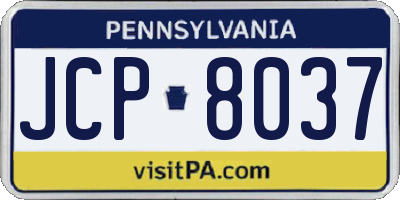 PA license plate JCP8037