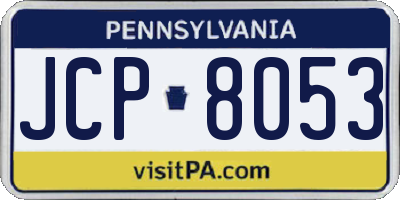 PA license plate JCP8053