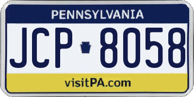 PA license plate JCP8058