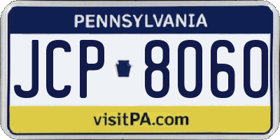 PA license plate JCP8060