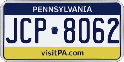 PA license plate JCP8062