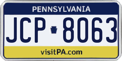 PA license plate JCP8063