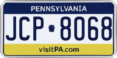 PA license plate JCP8068
