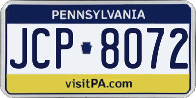 PA license plate JCP8072