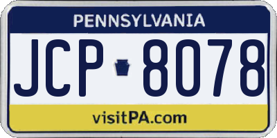 PA license plate JCP8078