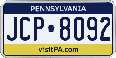 PA license plate JCP8092