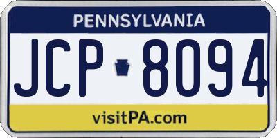 PA license plate JCP8094