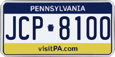 PA license plate JCP8100