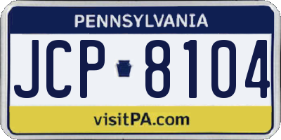 PA license plate JCP8104