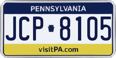 PA license plate JCP8105