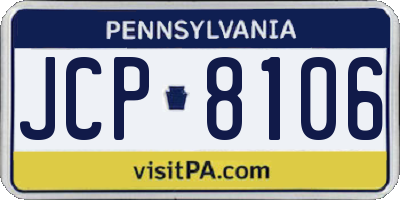 PA license plate JCP8106