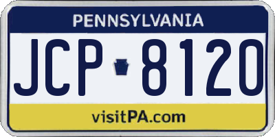 PA license plate JCP8120