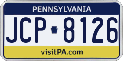 PA license plate JCP8126