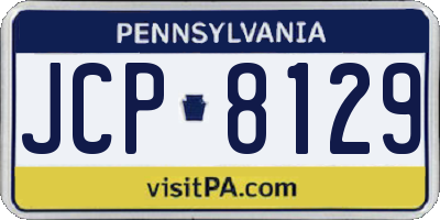 PA license plate JCP8129