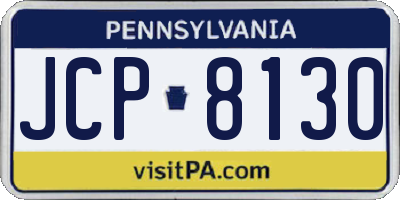 PA license plate JCP8130