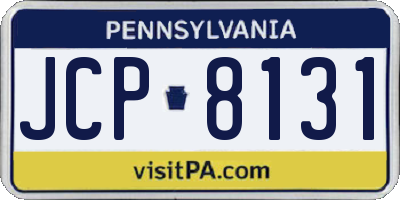 PA license plate JCP8131