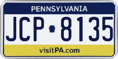 PA license plate JCP8135
