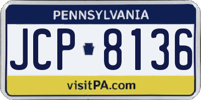 PA license plate JCP8136