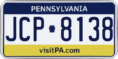 PA license plate JCP8138