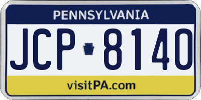 PA license plate JCP8140